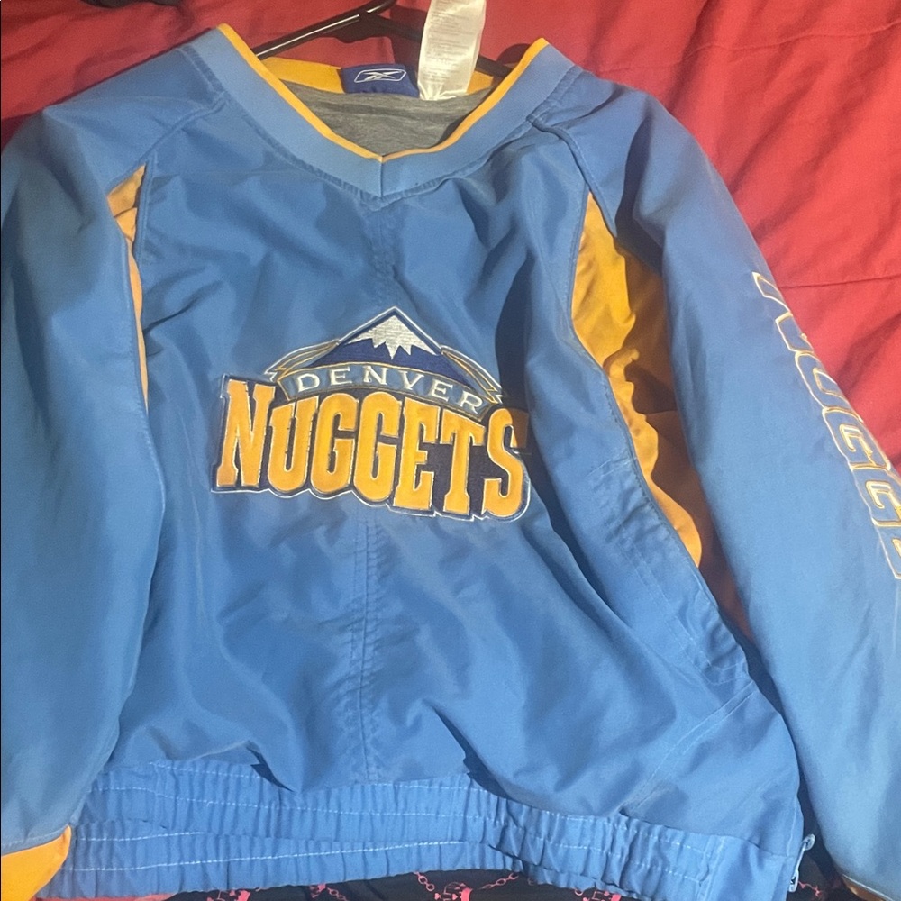 Reebok Blue and Gold Denver Nuggets Kids Windbreaker Pullover Jacket